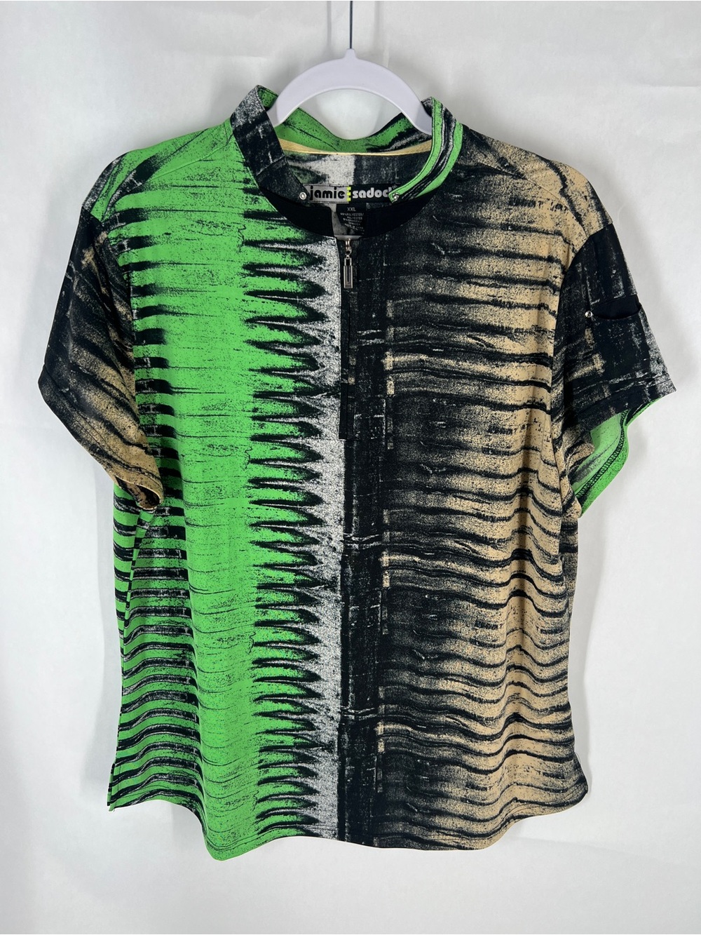 Jamie Sadock XXL Green Black Abstract Print Quarter Zip Golf‎ Top